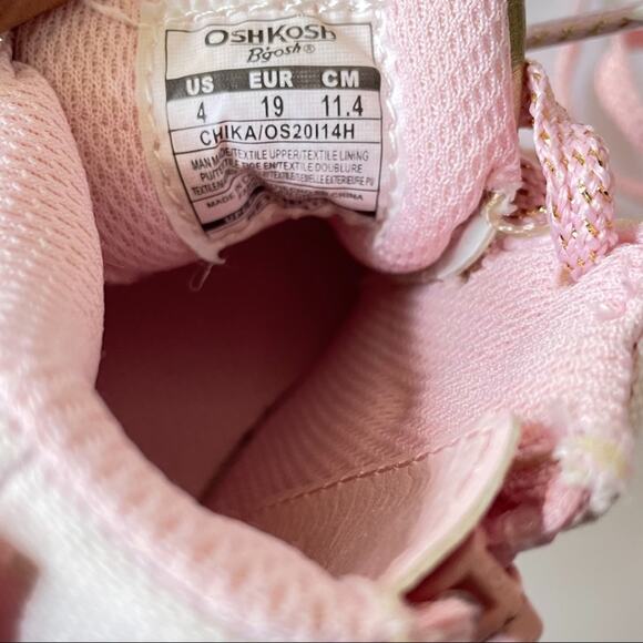 OshKosh B’Gosh Metallic Gold High-Top Sneakers Toddler Girls Size 4 Pink - Picture 5 of 5